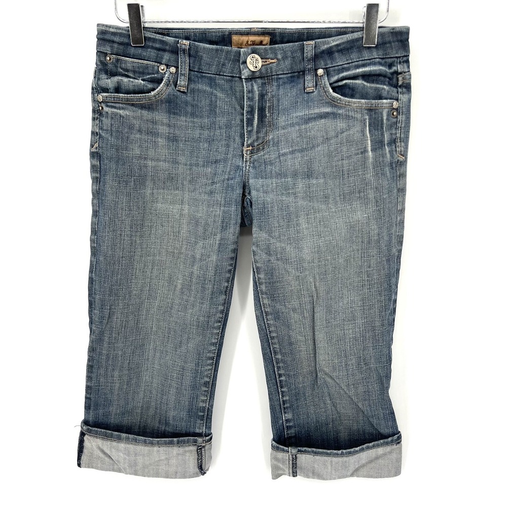 Y2K Vintage STS See Thru Soul Capris‎ Size 28 Low Rise Cropped Cuffed Jeans